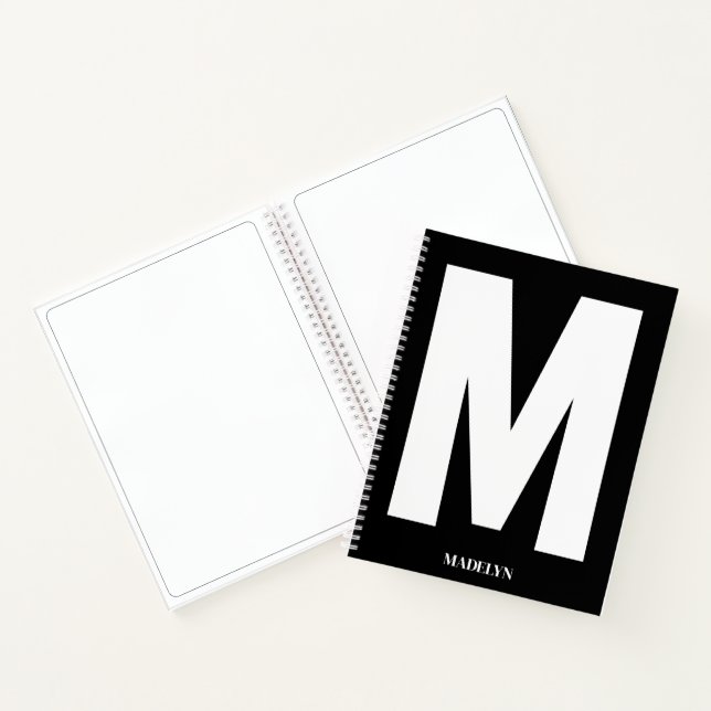 Elegant Black Monogram Name Minimalist modern Notebook
