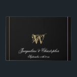 Elegant Black Monogram Names Newlyweds Wedding Doormat<br><div class="desc">Elegant Black Monogram Names Newlyweds Wedding Doormat. Personalised black monogrammed doormat with elegant classic script for the family name initial, names of the bride and groom and date on a solid chic black background. Perfect gift for newly weds, or beautiful for your own home. Click personalise this template to customise...</div>