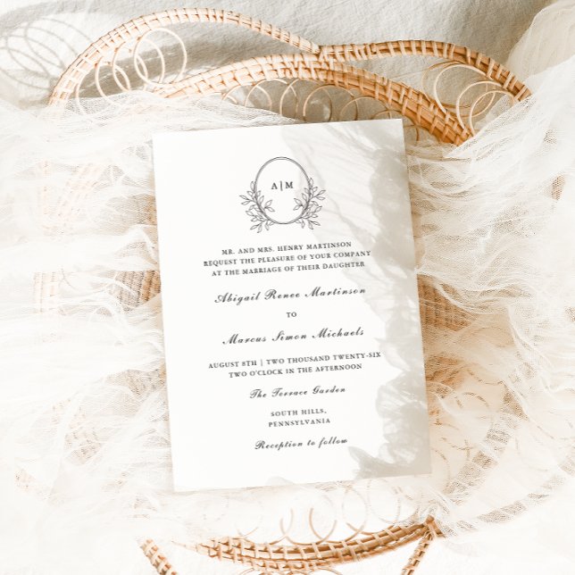 Elegant Black Monogram QR Rsvp Photo Wedding Invitation (Creator Uploaded)