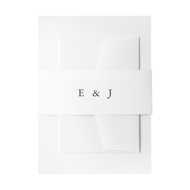 Elegant Black Monogram Wedding Invitation Belly Band (Front Example)