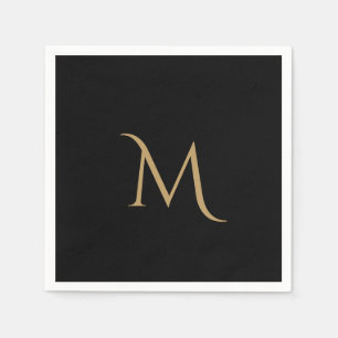 Elegant Black Monogram Wedding  Napkin