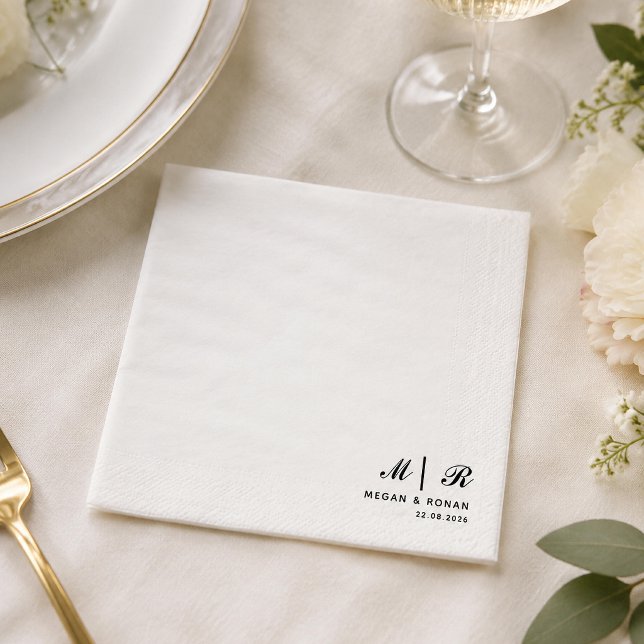 Elegant Black Monogram Wedding Napkin (Creator Uploaded)