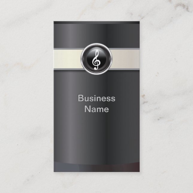 Elegant Black Music Business Card (Front)