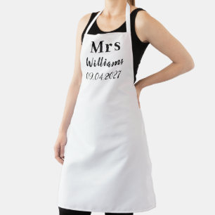 Elegant Black Name Modern Bride Wedding  Apron