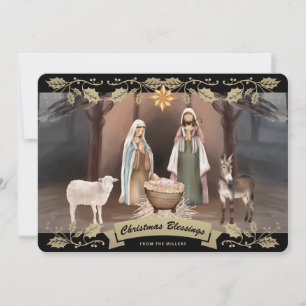 Elegant Black Nativity Scene Christian Christmas Holiday Card