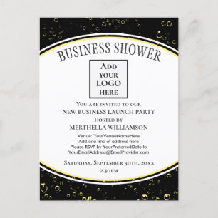 Elegant Black New Business Shower Logo Invitation Postcard