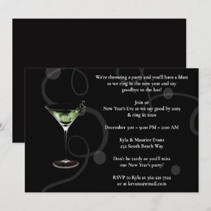 Elegant Black New Years Eve Party Invitation