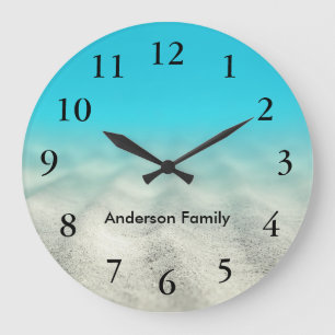 Elegant Black Numbers Underwater Photo Personised Large Clock