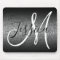 Elegant Black Ombre Silver Faux Glitter Monogram
