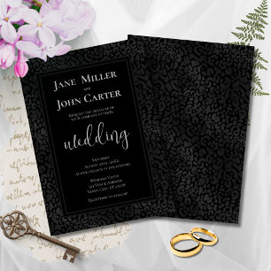 Elegant Black on Black Leopard Print Wedding Invitation