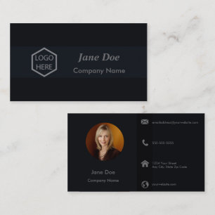 Elegant Black On Black Photo Business Cards