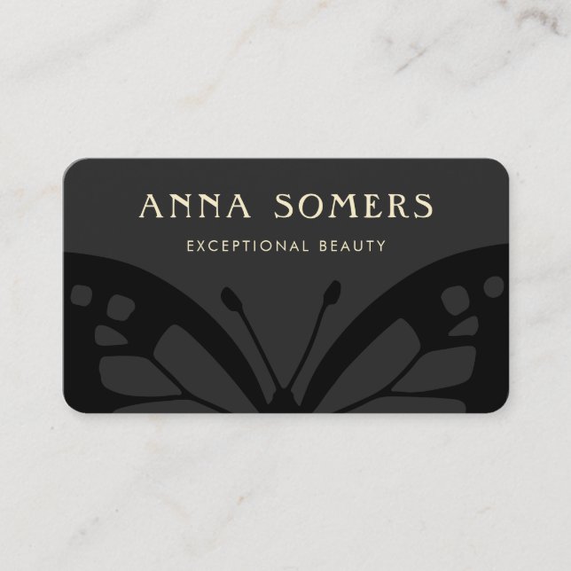 Elegant Black on BlackButterfly Business Card (Front)