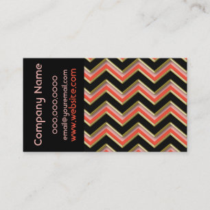 Elegant Black on Bright Coral  ZigZag  Business Card