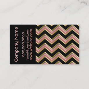 Elegant Black on Coral ZigZag Business Card