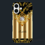Elegant Black on Gold Monogram add name iPhone 16 Case<br><div class="desc">Elegant Classy Elegant Gold Black on Elite Gold Name Monogram</div>