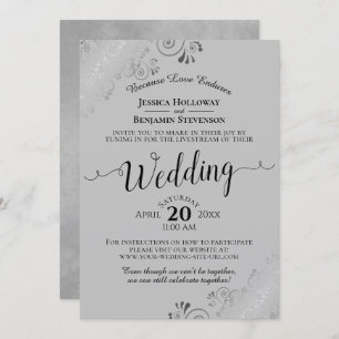 Elegant Black on Grey Wedding Livestream Invitation