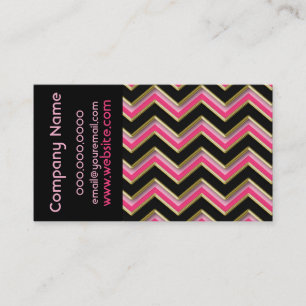 Elegant Black on Hot Pink  ZigZag  Business Card