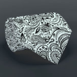 Elegant Black On Light Blue Floral Paisley Pattern Tie<br><div class="desc">Elegant Black vintage floral damasks pattern over light blue changeable background colour. Adjustable size of the print and background colour.</div>