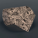 Elegant Black On Tan Floral Paisley Pattern Tie<br><div class="desc">Elegant Black vintage floral damasks pattern over tan changeable background colour. Adjustable size of the print and background colour. If you need any help customising any of my designs,  contact ArtOnWear designer. Free text formatting with live help available by request.</div>