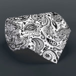 Elegant Black On White Floral Paisley Pattern Tie<br><div class="desc">Elegant Black vintage floral damasks pattern over white changeable background colour. Adjustable size of the print and background colour. If you need any help customising any of my designs,  contact ArtOnWear designer. Free text formatting with live help available by request.</div>