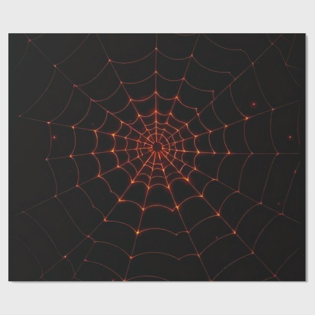 Elegant Black & Orange Luxury Halloween Web Art Wrapping Paper (Flat)