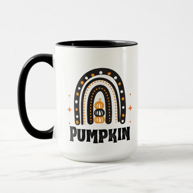 Elegant black &orange Pumpkin and Rainbow  Mug (Left)