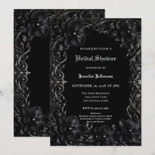 Elegant black Orchid Gothic Bridal Shower Announcement