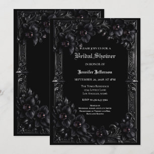 Elegant black Orchid Gothic Bridal Shower Announcement