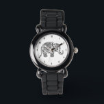 Elegant Black Paisley Floral Elephant Illustration Watch<br><div class="desc">Elegant black ornate vintage floral paisley elephant illustration. If you need any help customising any of my designs,  contact ArtOnWear designer. Free text formatting with live help available by request.</div>