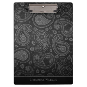 Elegant black paisley personalised clipbo clipboard