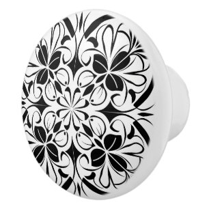 Elegant black pattern ceramic knob
