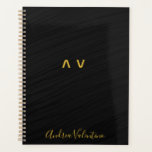 Elegant Black Pattern Daily Planner<br><div class="desc">This book is perfect for the businessman. The clean,  modern design of this planner makes it ideal for making daily event schedule in the office,  at a conference or any other professional event. Personalise this elegant black pattern planner with your name,  initials,  or favourite quote.</div>