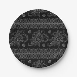 ELEGANT BLACK PATTERN DESIGN PARTY PLATE