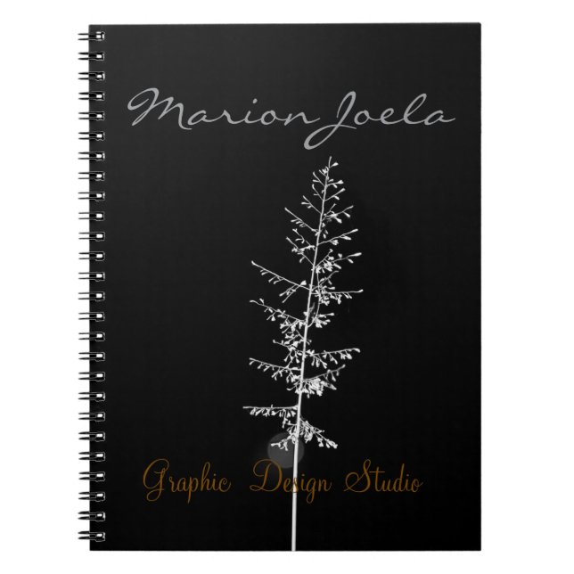 Elegant black pattern spiral notebook (Front)