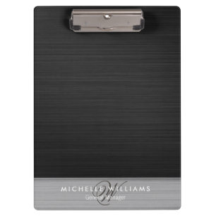 Elegant black perforated metal personalised clipboard