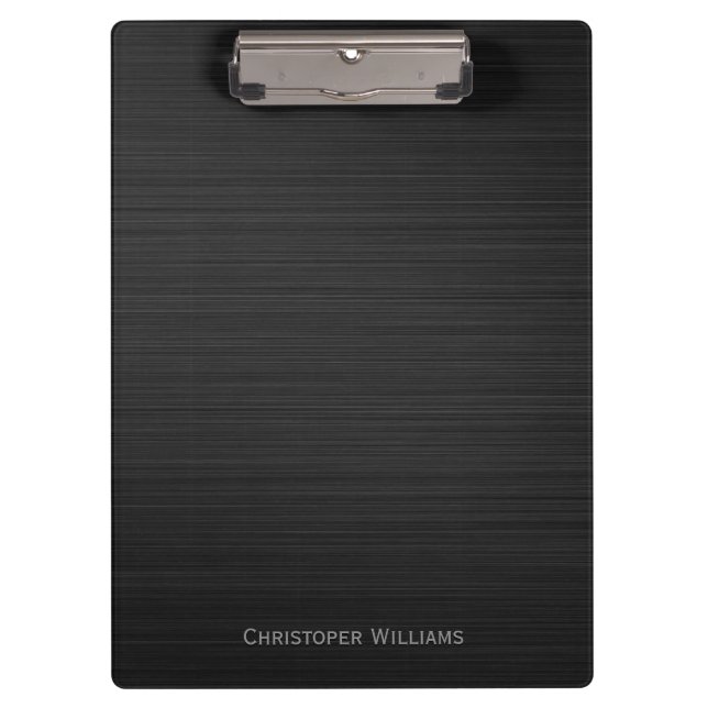 Elegant black perforated metal personalised clipboard (Front)