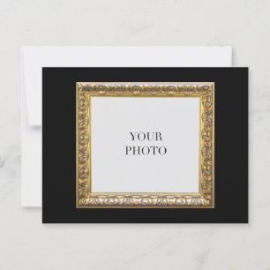 Elegant Black Personal Photo Frame and Text Postcard