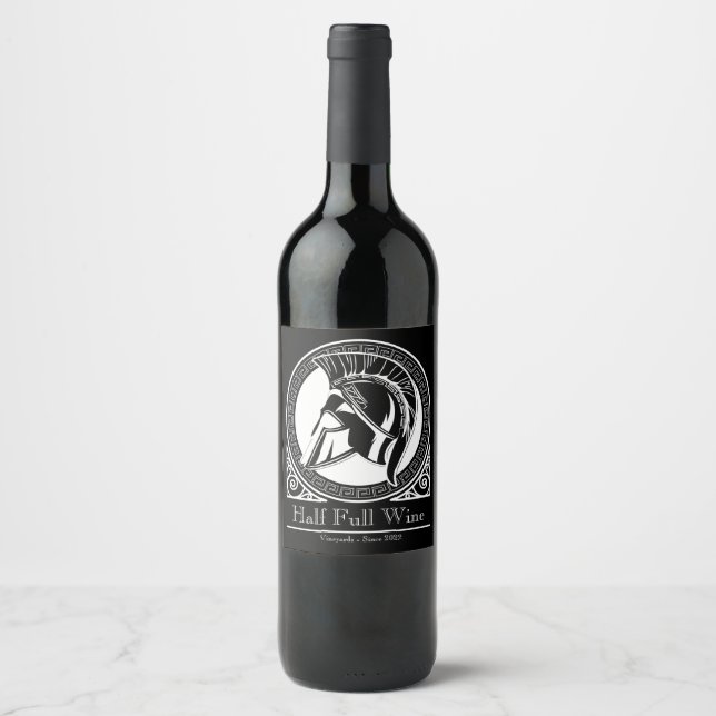 Elegant Black Personalised Family Wine Bottle  Wine Label (Front)