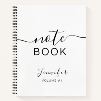 Elegant Black Personalised Journal Your Name