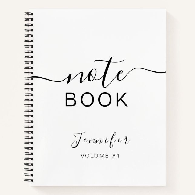 Elegant Black Personalised Journal Your Name (Front)