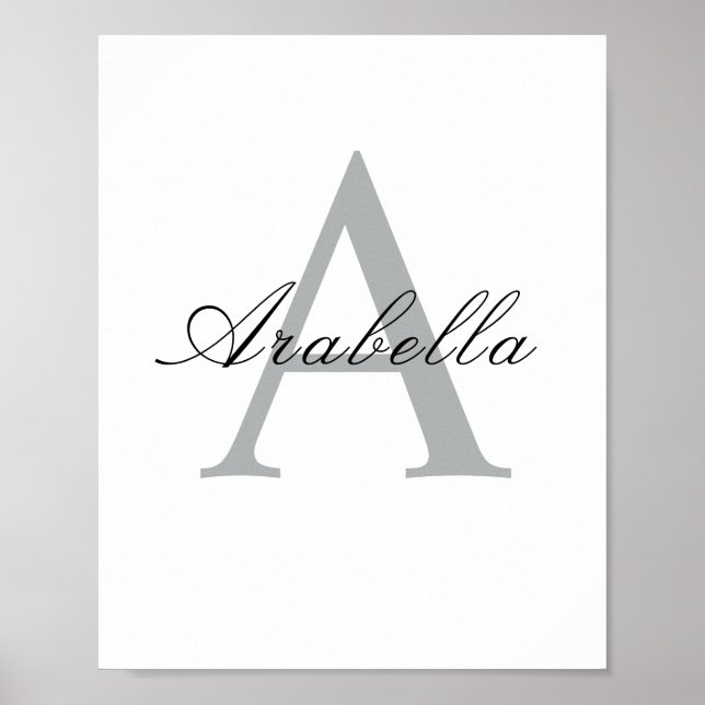 Elegant Black Personalised Monogram  Name  Poster (Front)