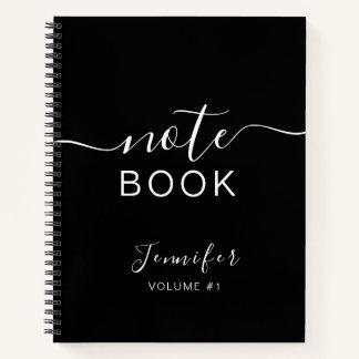Elegant Black Personalised Notebook Your Name