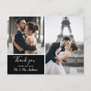 Elegant Black Photo Collage   Blank Thank You Postcard