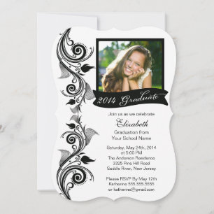 Elegant Black Photo Graduation Party Invitation