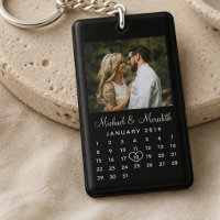 Elegant Black Photo Wedding Anniversary Calendar