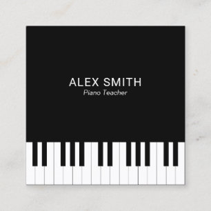 Elegant Black Piano Teacher Business Card