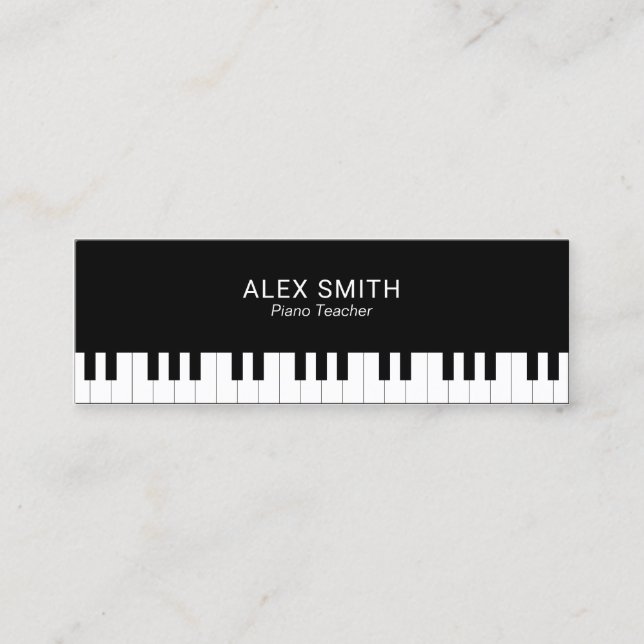 Elegant Black Piano Teacher Business Card (Front)