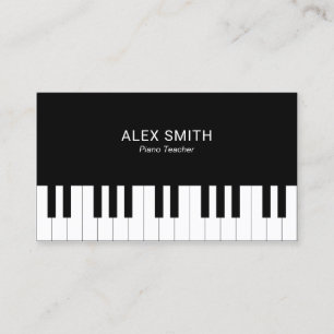 Elegant Black Piano Teacher Business Card
