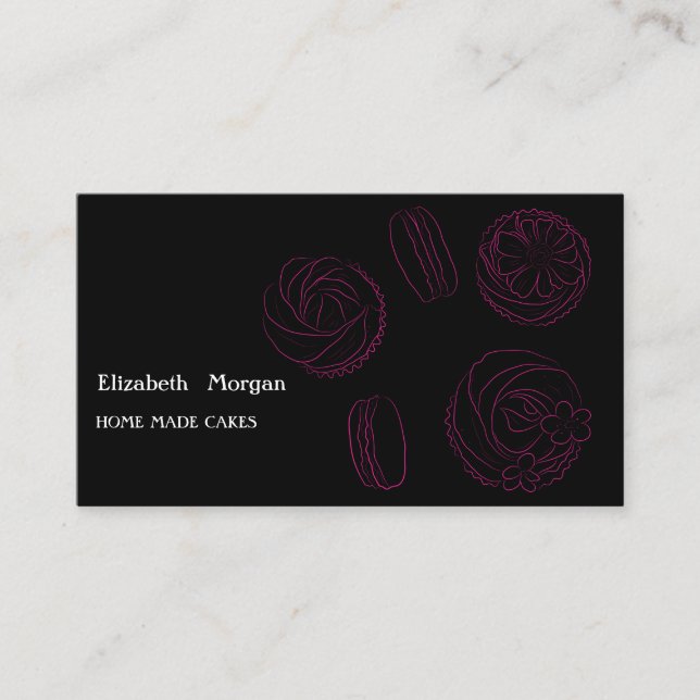 Elegant black pink business card for your sweet pr (Front)