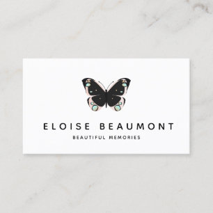 Elegant Black Pink Butterfly Event Planner Business Card